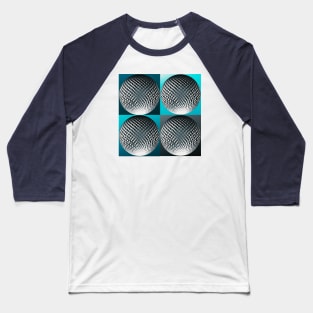 Silver spheres in 3d optic on blue, turquoise, teal pop art backgrounds Baseball T-Shirt